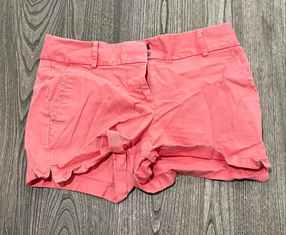 Ann Taylor LOFT Women's Cotton Blend Flat Front Chino Shorts Coral Pink Size 4
